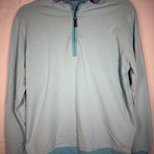 J.McLaughlin Striped Blue Quarter Zip Top